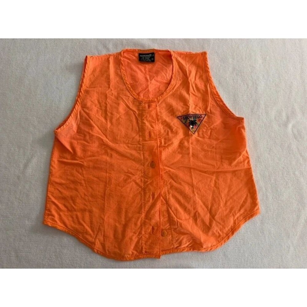 VTG Sportego By Laura Sleeveless Button Down Vest Shirt 90s Gorpcore Medium